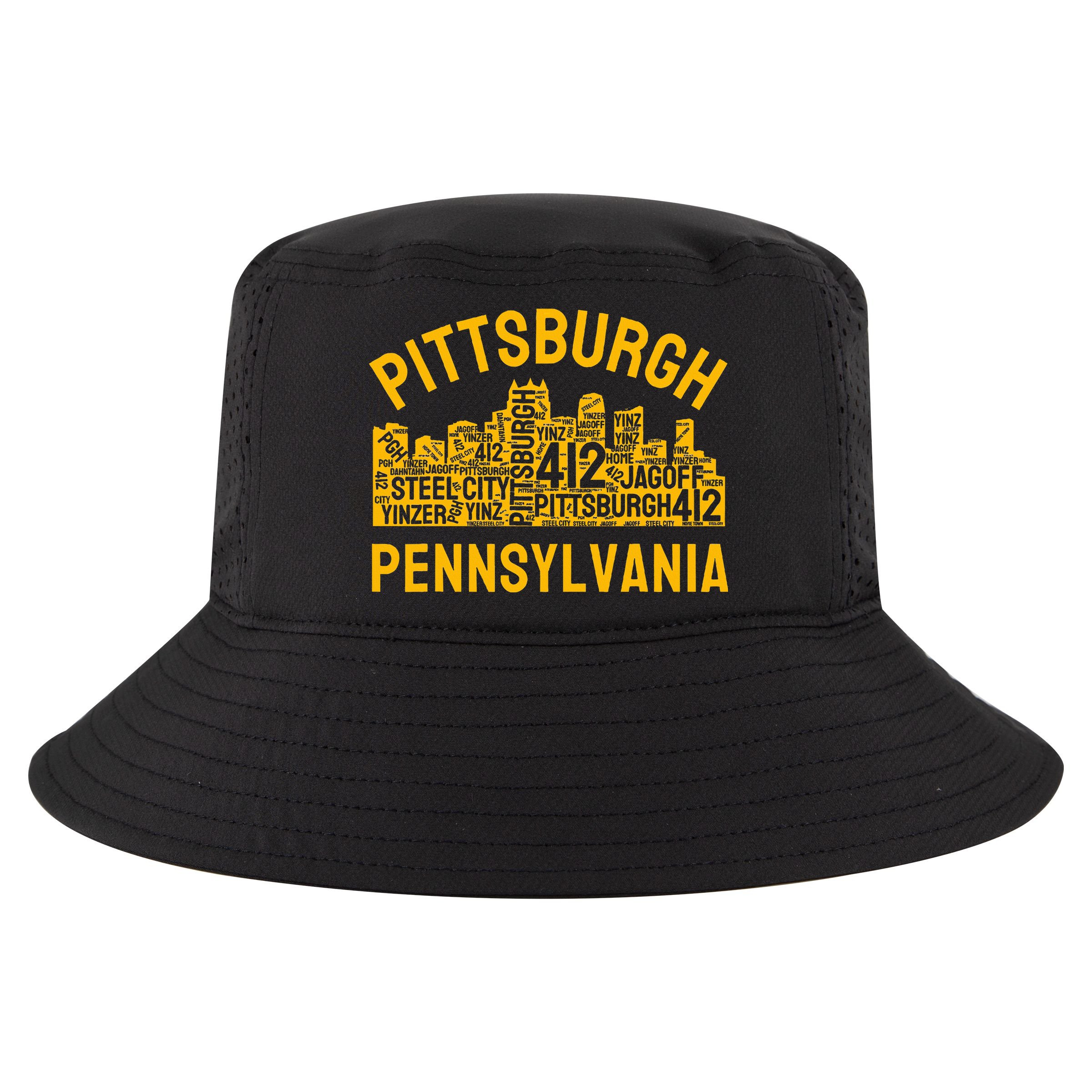 Pittsburgh Pennsylvania Steel City Skyline 412 Yinz Home Cool Comfort Performance Bucket Hat