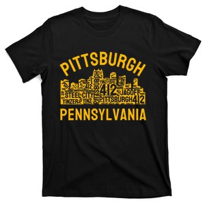 Pittsburgh Pennsylvania Steel City Skyline 412 Yinz Home T-Shirt