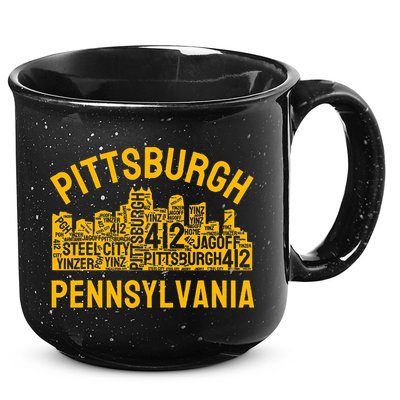 Pittsburgh Pennsylvania Steel City Skyline 412 Yinz Home 15oz Campfire Ceramic Mug
