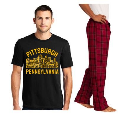 Pittsburgh Pennsylvania Steel City Skyline 412 Yinz Home Pajama Set