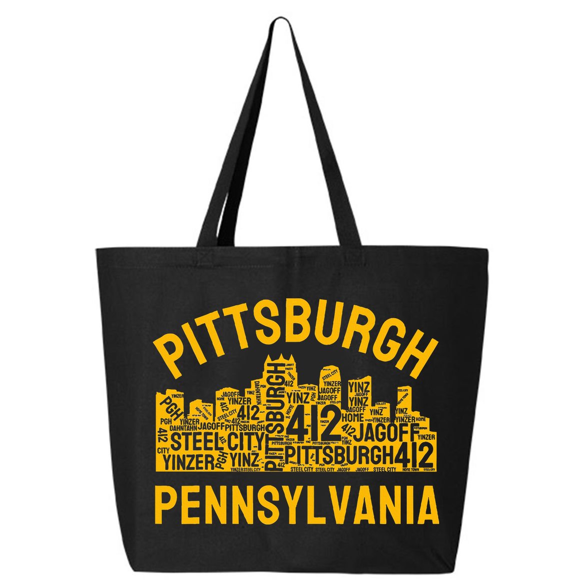Pittsburgh Pennsylvania Steel City Skyline 412 Yinz Home 25L Jumbo Tote