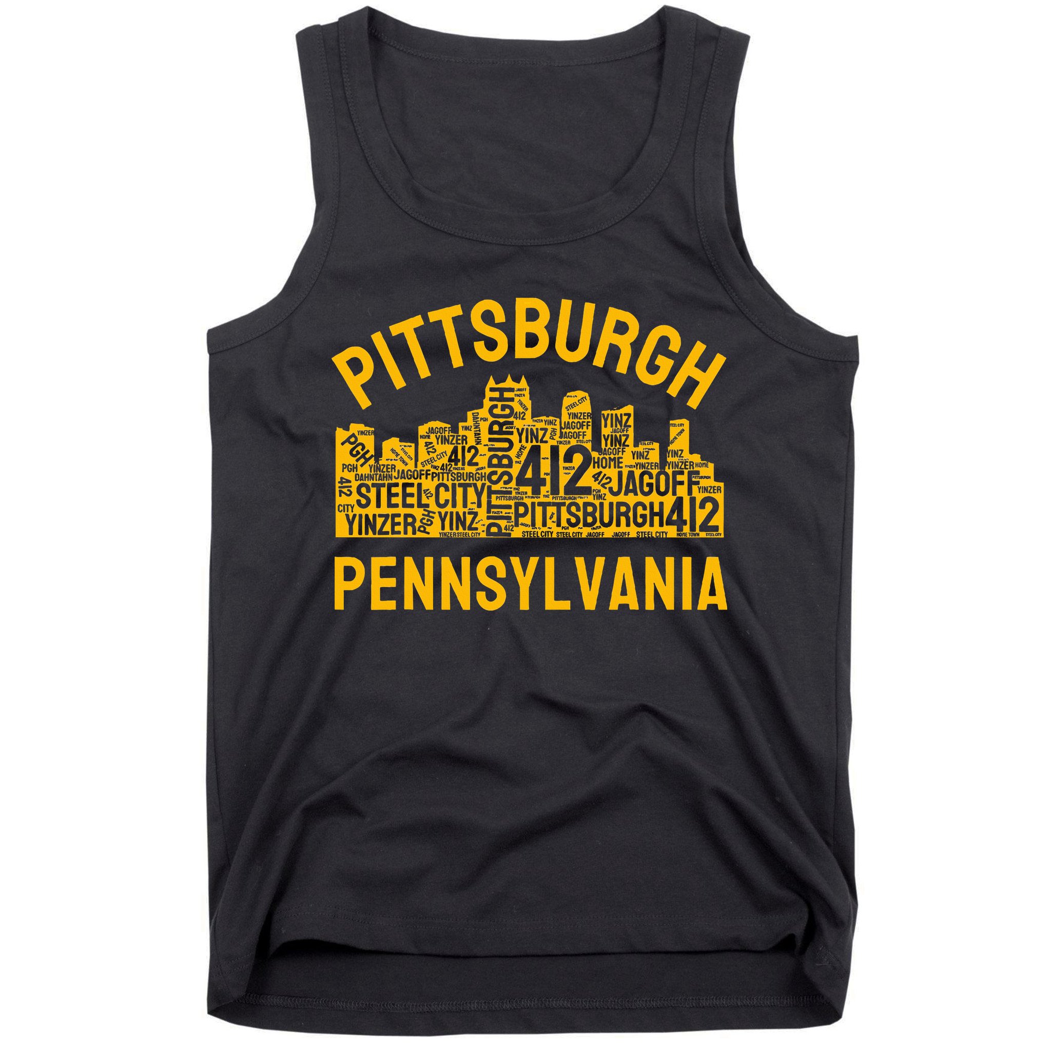Pittsburgh Pennsylvania Steel City Skyline 412 Yinz Home Tank Top