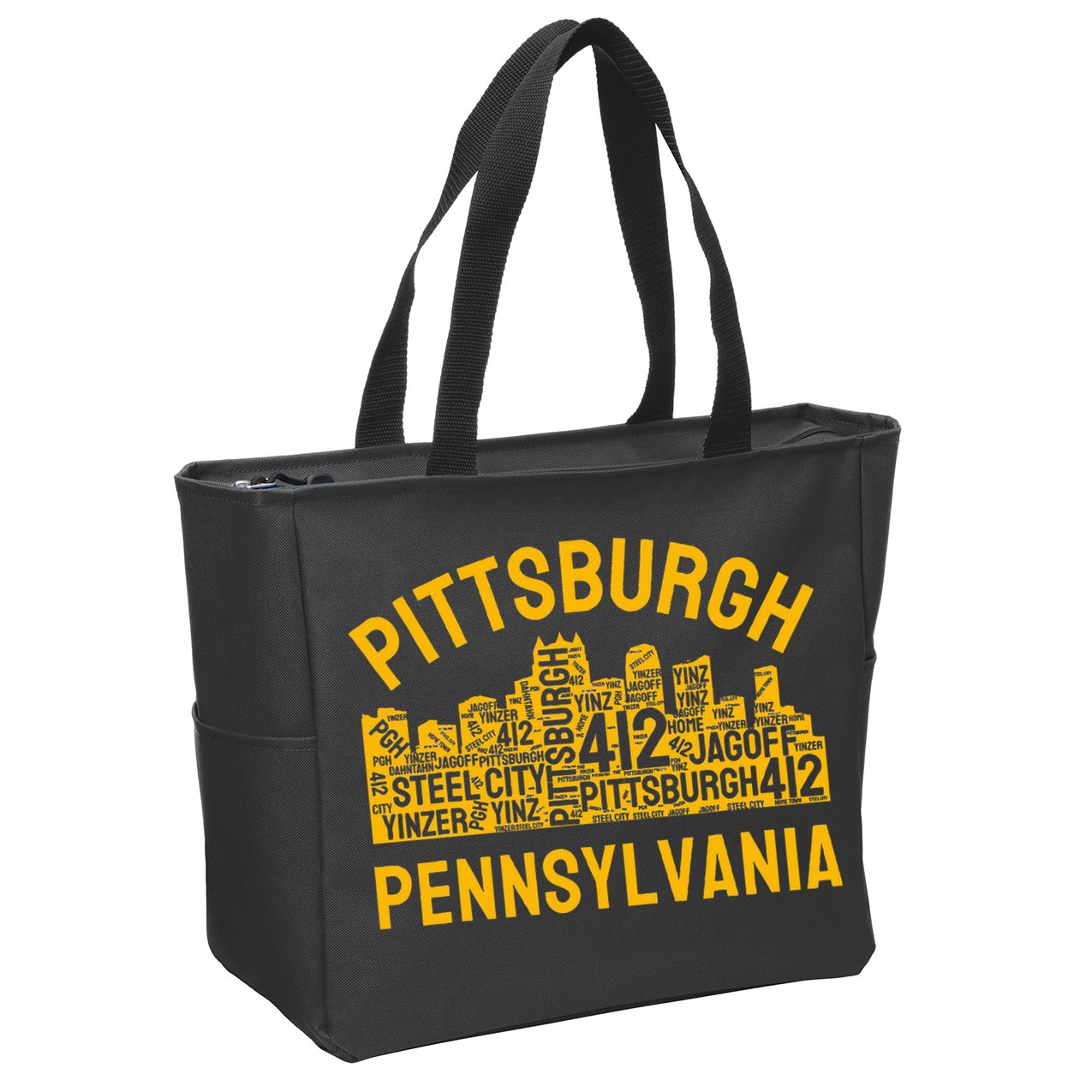 Pittsburgh Pennsylvania Steel City Skyline 412 Yinz Home Zip Tote Bag