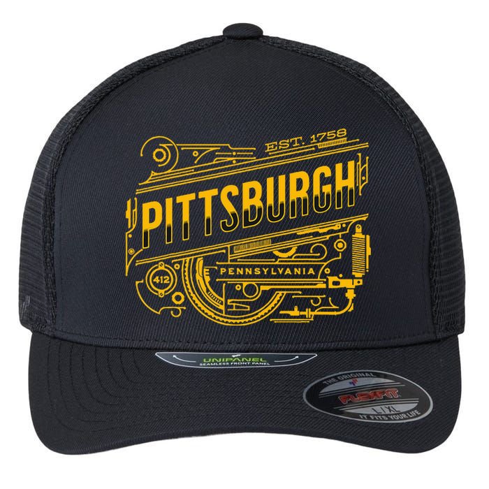 Pittsburgh Pennsylvania Steel City 412 Home Vintage Flexfit Unipanel Trucker Cap