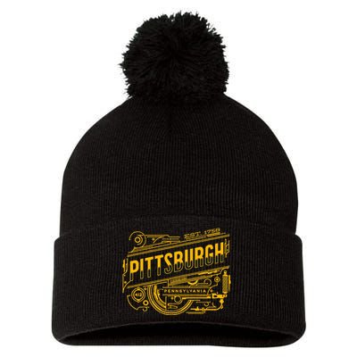 Pittsburgh Pennsylvania Steel City 412 Home Vintage Pom Pom 12in Knit Beanie