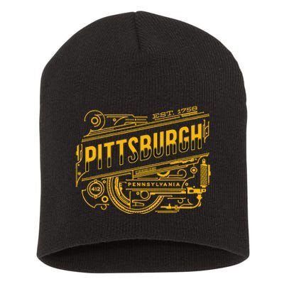 Pittsburgh Pennsylvania Steel City 412 Home Vintage Short Acrylic Beanie