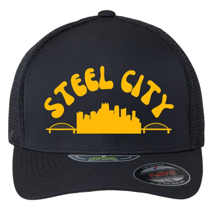 Pittsburgh Pennsylvania Sl City Skyline Bridges Retro Flexfit Unipanel Trucker Cap