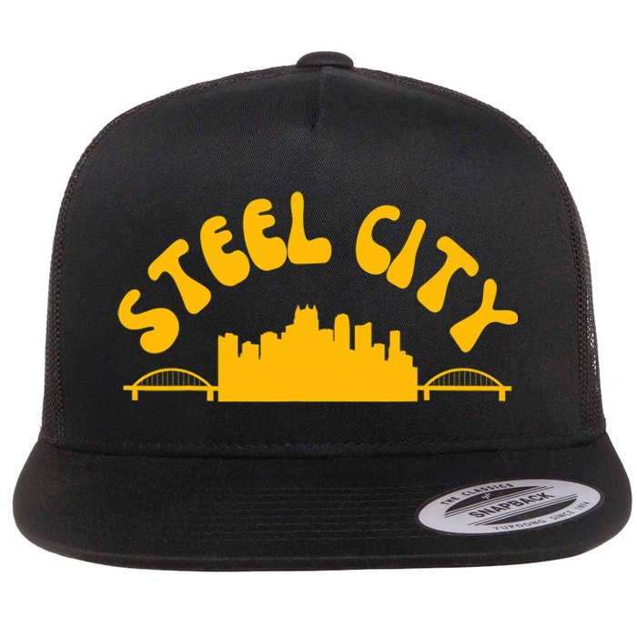 Pittsburgh Pennsylvania Sl City Skyline Bridges Retro Flat Bill Trucker Hat