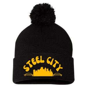 Pittsburgh Pennsylvania Sl City Skyline Bridges Retro Pom Pom 12in Knit Beanie