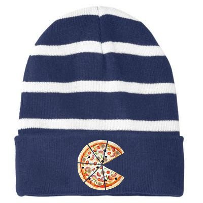 Pizza Pie & Slice Dad And Son Pizza Funny Father's Day Striped Beanie with Solid Band