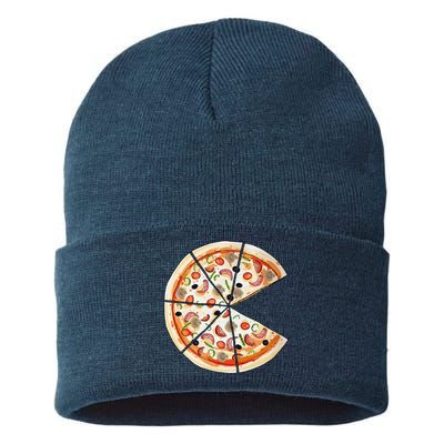 Pizza Pie & Slice Dad And Son Pizza Funny Father's Day Sustainable Knit Beanie