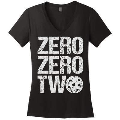 Pickleball Player Starting Score ZeroZero Two Serve First  Women's V-Neck T-Shirt