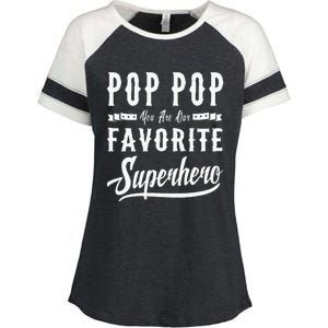 Pop Pop Superhero Fathers Day Gifts Dad Grandpa Enza Ladies Jersey Colorblock Tee