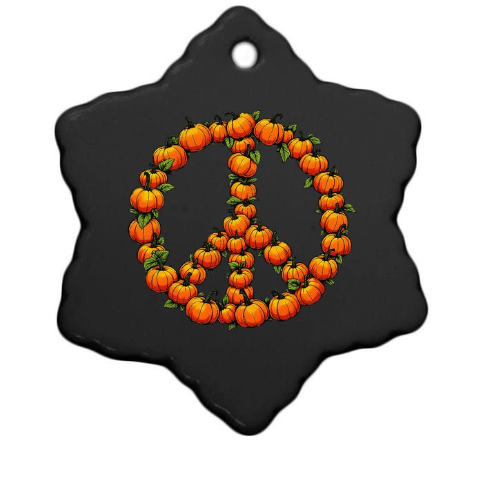 Pumpkin Peace Sign Fall Season Pumpkins Autumn Halloween Ceramic Star Ornament