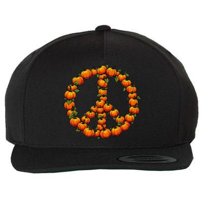 Pumpkin Peace Sign Fall Season Pumpkins Autumn Halloween Wool Snapback Cap