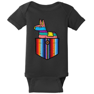 Pocket Pinata Serape Cinco De Mayo Mexican Fiesta Party Baby Bodysuit
