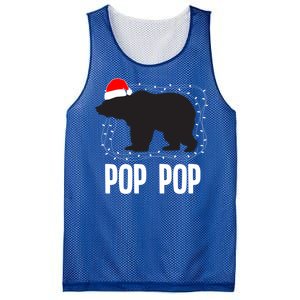 Pop Pop Santa Hat Christmas Bear Matching Family Gift Mesh Reversible Basketball Jersey Tank