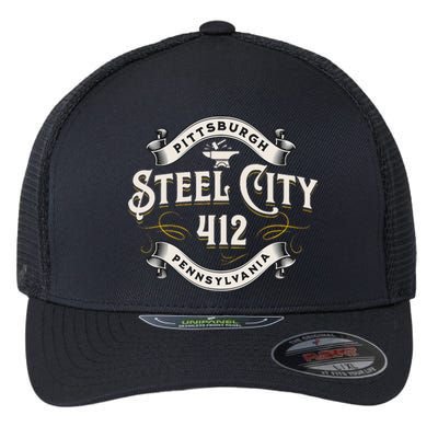 Pittsburgh Pennsylvania Steel City 412 Home Vintage Flexfit Unipanel Trucker Cap