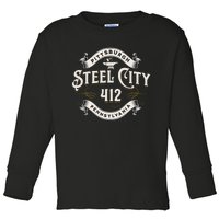 Pittsburgh Pennsylvania Steel City 412 Home Vintage Toddler Long Sleeve Shirt