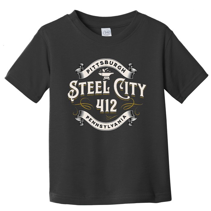 Pittsburgh Pennsylvania Steel City 412 Home Vintage Toddler T-Shirt