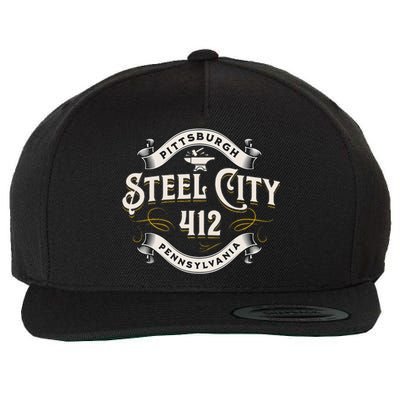 Pittsburgh Pennsylvania Steel City 412 Home Vintage Wool Snapback Cap