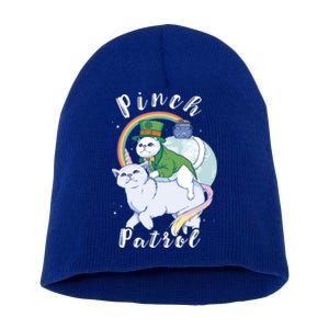 Pinch Patrol St Patricks Day Cats Green Saint Patrick's Day Gift Short Acrylic Beanie