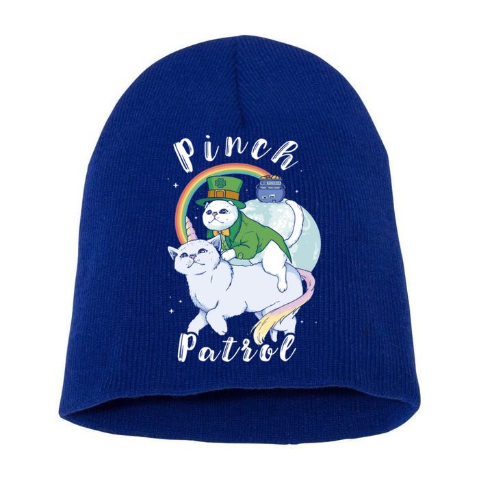 Pinch Patrol St Patricks Day Cats Green Saint Patrick's Day Gift Short Acrylic Beanie