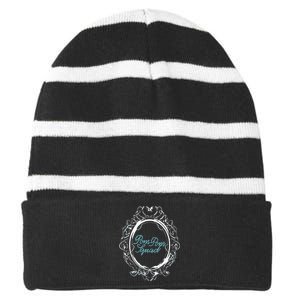 Pom Pom Squad Mirror Striped Beanie with Solid Band