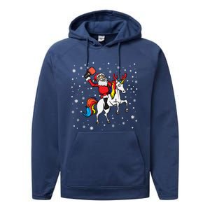 Pickleball Player Santa Claus Pickleball Paddle Christmas Gift Performance Fleece Hoodie