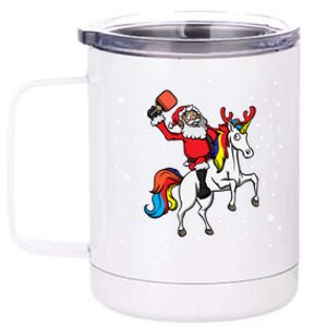 Pickleball Player Santa Claus Pickleball Paddle Christmas Gift 12 oz Stainless Steel Tumbler Cup