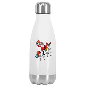 Pickleball Player Santa Claus Pickleball Paddle Christmas Gift Stainless Steel Insulated Water Bottle