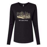 Philadelphia Pennsylvania Skyline Panorama Womens Cotton Relaxed Long Sleeve T-Shirt