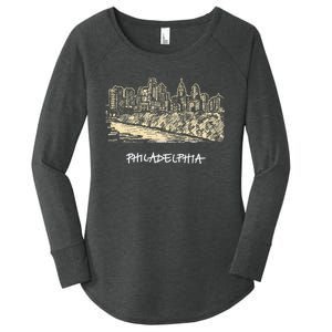 Philadelphia Pennsylvania Skyline Panorama Women's Perfect Tri Tunic Long Sleeve Shirt