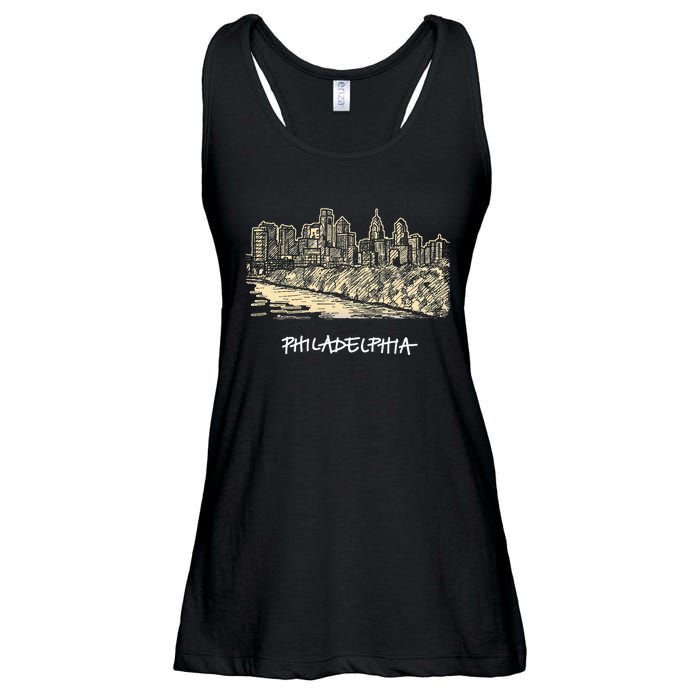 Philadelphia Pennsylvania Skyline Panorama Ladies Essential Flowy Tank