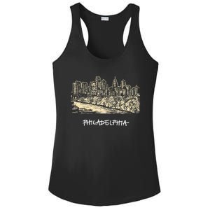 Philadelphia Pennsylvania Skyline Panorama Ladies PosiCharge Competitor Racerback Tank