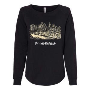 Philadelphia Pennsylvania Skyline Panorama Womens California Wash Sweatshirt