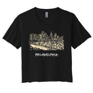 Philadelphia Pennsylvania Skyline Panorama Women's Crop Top Tee