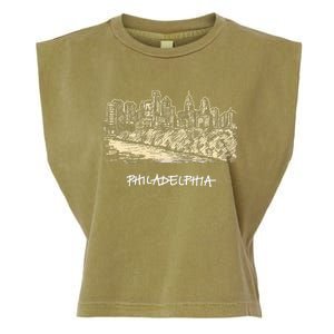 Philadelphia Pennsylvania Skyline Panorama Garment-Dyed Women's Muscle Tee