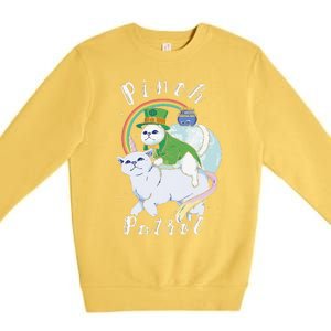 Pinch Patrol St Patricks Day Cats Green Saint Patrick's Day Premium Crewneck Sweatshirt