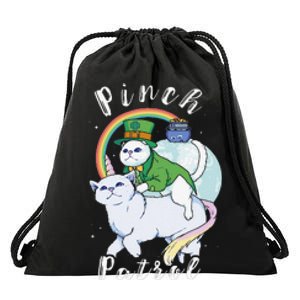 Pinch Patrol St Patricks Day Cats Green Saint Patrick's Day Drawstring Bag