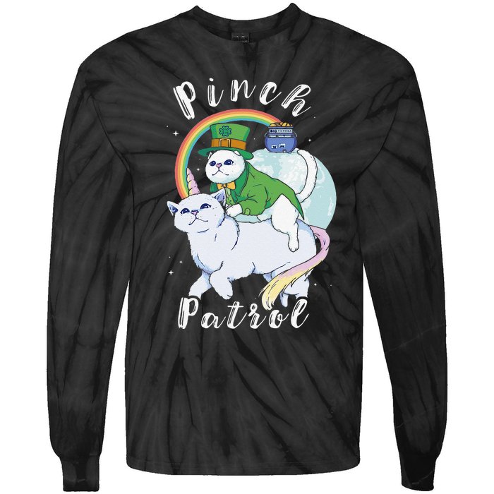 Pinch Patrol St Patricks Day Cats Green Saint Patrick's Day Tie-Dye Long Sleeve Shirt