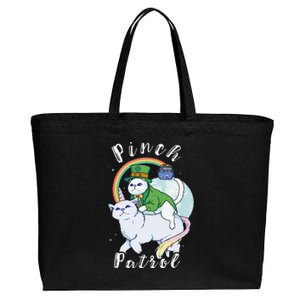 Pinch Patrol St Patricks Day Cats Green Saint Patrick's Day Cotton Canvas Jumbo Tote