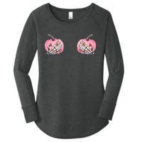 Pink Pumpkin Skeleton Breast Cancer Women's Perfect Tri Tunic Long Sleeve Shirt