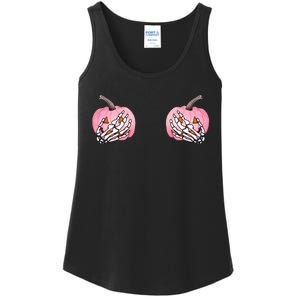 Pink Pumpkin Skeleton Breast Cancer Ladies Essential Tank