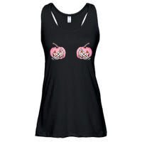 Pink Pumpkin Skeleton Breast Cancer Ladies Essential Flowy Tank