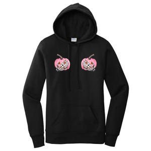 Pink Pumpkin Skeleton Breast Cancer Women's Pullover Hoodie