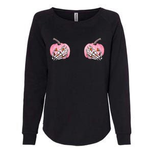 Pink Pumpkin Skeleton Breast Cancer Womens California Wash Sweatshirt