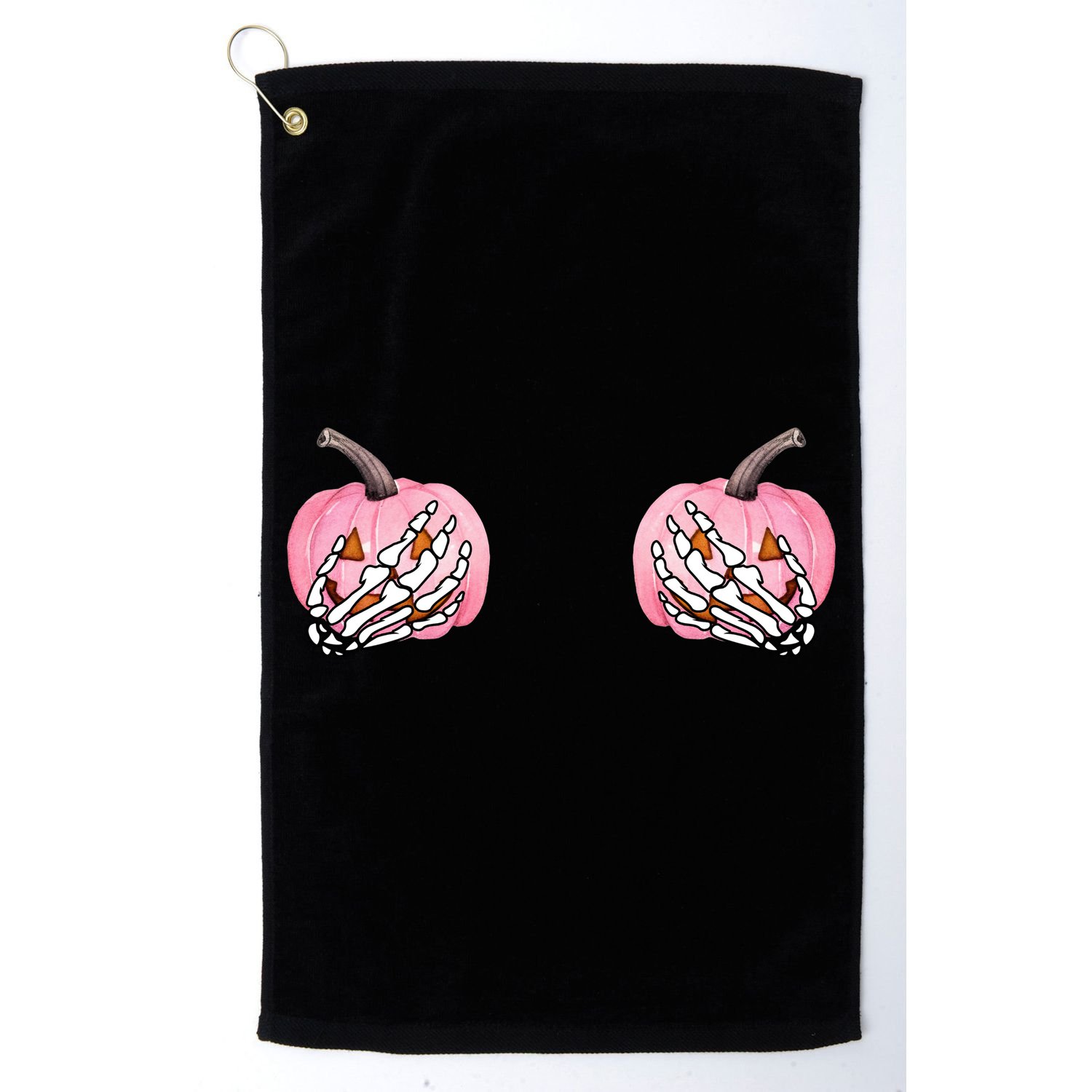 Pink Pumpkin Skeleton Breast Cancer Golf Towel