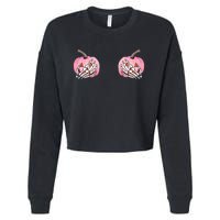 Pink Pumpkin Skeleton Breast Cancer Cropped Pullover Crew