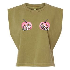 Pink Pumpkin Skeleton Breast Cancer Garment-Dyed Women's Muscle Tee